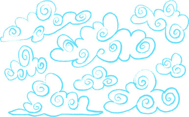 Fototapeta na wymiar Hand Drawn Childlike Cloud Drawing