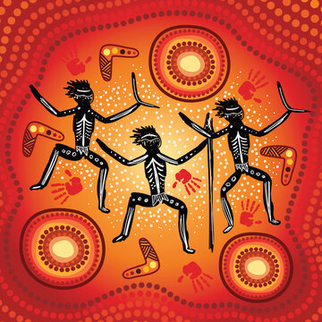 Aboriginal dot artwork with people dancing