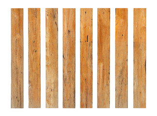 Wood plank weathered damaged set (with clipping path) isolated on white background