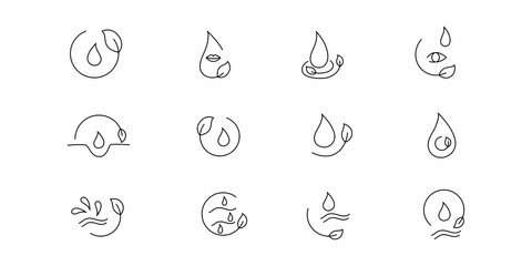 Moisture and nutrition icon for revitalizing and hydrating face beauty product. Editable stroke. Vector stock illustration isolated on white background for packaging design.