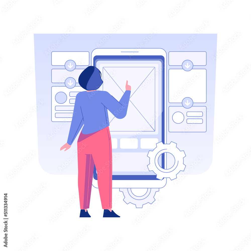 Poster usability testing isolated concept vector illustration. person testing usability of application, ux 