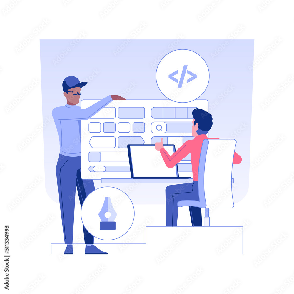 Poster user interface kit isolated concept vector illustration. ui designer gives user interface kit to app