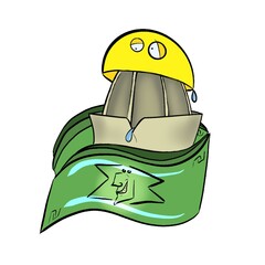 Cute lemon juiced into money