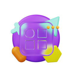 3d illustration ui icon glassmorphism mode 3d render