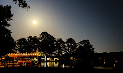 Moonlit Lakeside campsite