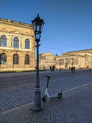 Dresden, Germany - January 2, 2020: Dresden street in winter, Saxony, Germany, Europe