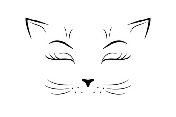 Hand drawn cat face. Kitten mask.
