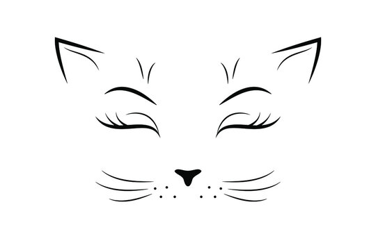 Hand drawn cat face. Kitten mask.