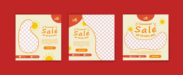 Summer sale social media post template. Vector for banners, posters and social media ads.