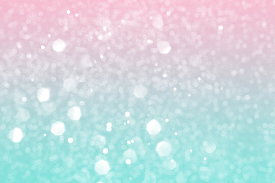 Pink and blue sparkling glitter bokeh background, abstract defocused lights texture