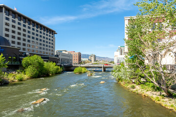 City of Reno on the River Truckee, USA.
