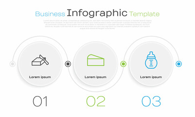 Set line Butter in a butter dish, Cheese and Baby milk bottle. Business infographic template. Vector