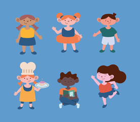 six little kids characters