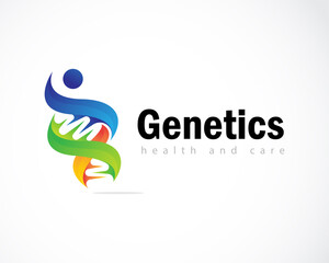 Fototapeta premium genetics logo creative technology science bio tech medical design web DNA logo illustration people