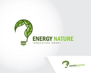 innovation logo creative nature energy bulb science leave education smart illustration