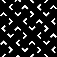 Vector. Black and white abstract ethnic seamless pattern. Background of angle brackets. Mosaic. Design of packaging paper, textile printing, web design, cover, advertising and typographic products.