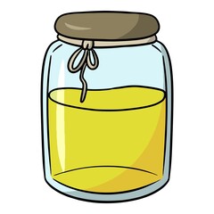 Tall glass jar with yellow honey, vector illustration in cartoon style