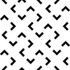 Vector. Black and white abstract ethnic seamless pattern. Background of angle brackets. Mosaic. Design of packaging paper, textile printing, web design, cover, advertising and typographic products.
