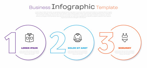 Set line Shirt, Hoodie and Swimsuit. Business infographic template. Vector