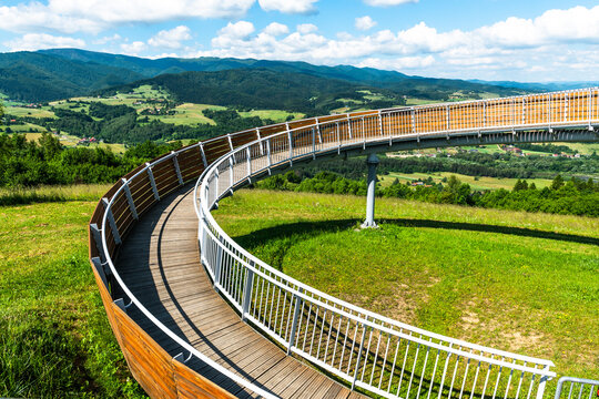 Panoramic view at Beskid Mountains and Poprad Park in Poland
