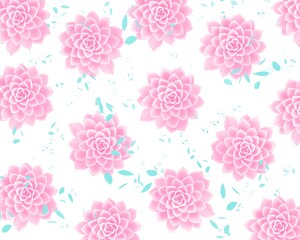 Succulents pattern pink watercolor.