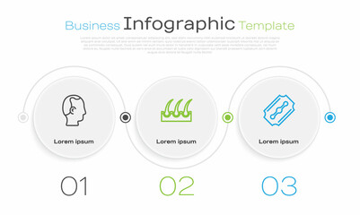 Set line Baldness, Human hair follicle and Blade razor. Business infographic template. Vector