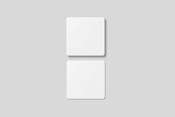 Blank square business card for mockup. 3D Render.