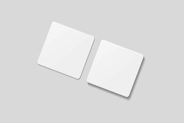 Blank square business card for mockup. 3D Render.