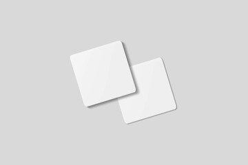 Blank square business card for mockup. 3D Render.