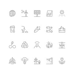 Set line icons of renewable energy sources