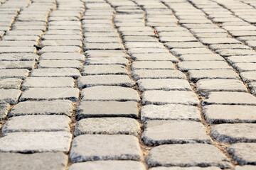 Creative background. Old cobblestone road background