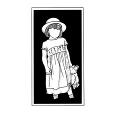 illustration of little girl with stuffed animal duck
