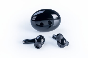 Wireless headphones on white background