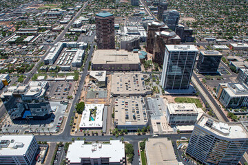 Mid Town Phoenix, Arizona from above looking south between Earll Drive and Thomas Road, east of...