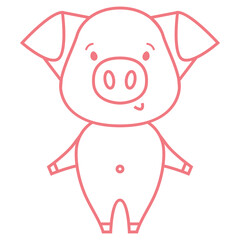 Funny piggy outline color illustration
