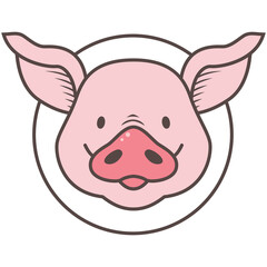 Funny piggy vector color illustration