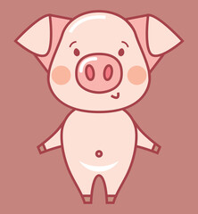 Funny piggy vector color illustration
