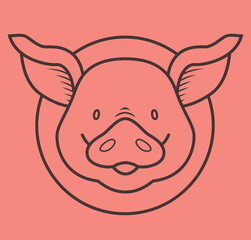 Funny piggy outline color illustration