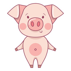 Funny piggy vector color illustration