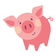 Funny piggy vector color illustration