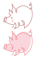 Funny piggy vector color illustrations