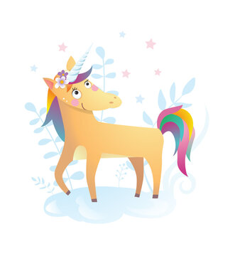 Funny unicorn vector humor color illustration