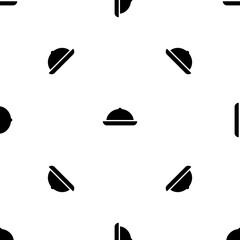 Seamless pattern of repeated black cloche symbols. Elements are evenly spaced and some are rotated. Vector illustration on white background