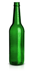 plain green opened beer bottle