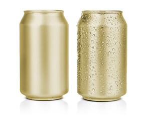 normal and cold plain gold premium beer can 