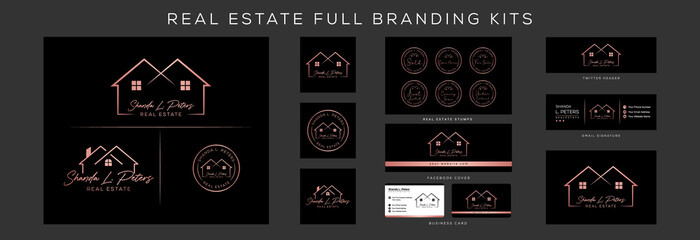 Real estate logo design with full branding business card, stumps, email signature, and social media kit