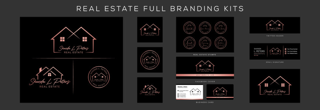 Real Estate Logo Design With Full Branding Business Card, Stumps, Email Signature, And Social Media Kit