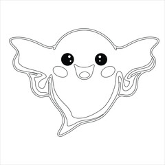 Ghost Coloring page For Kids Cartoon scary halloween Ghost , Pastel Creepy Kawaii Happy Ghost Vector 