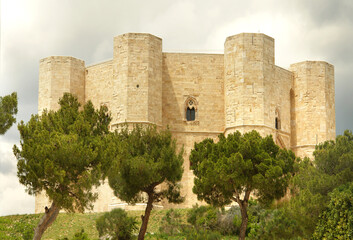 Fototapeta na wymiar Castel del Monte situated on a hill in Andria in the Apulia region of southeast Italy.