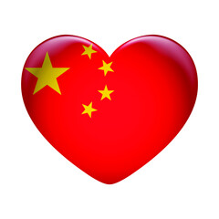 China flag icon isolated on white background. China flag. Flag icon glossy.